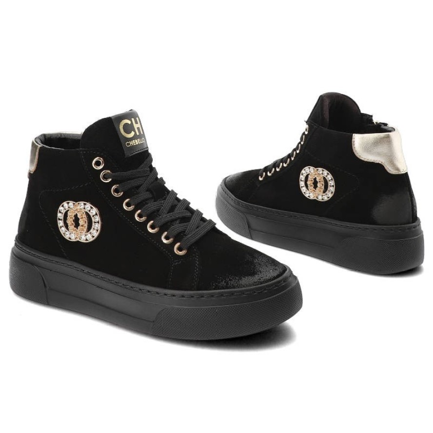 Czarne Sneakersy CheBello Wygodne Skórzane Buty Damskie