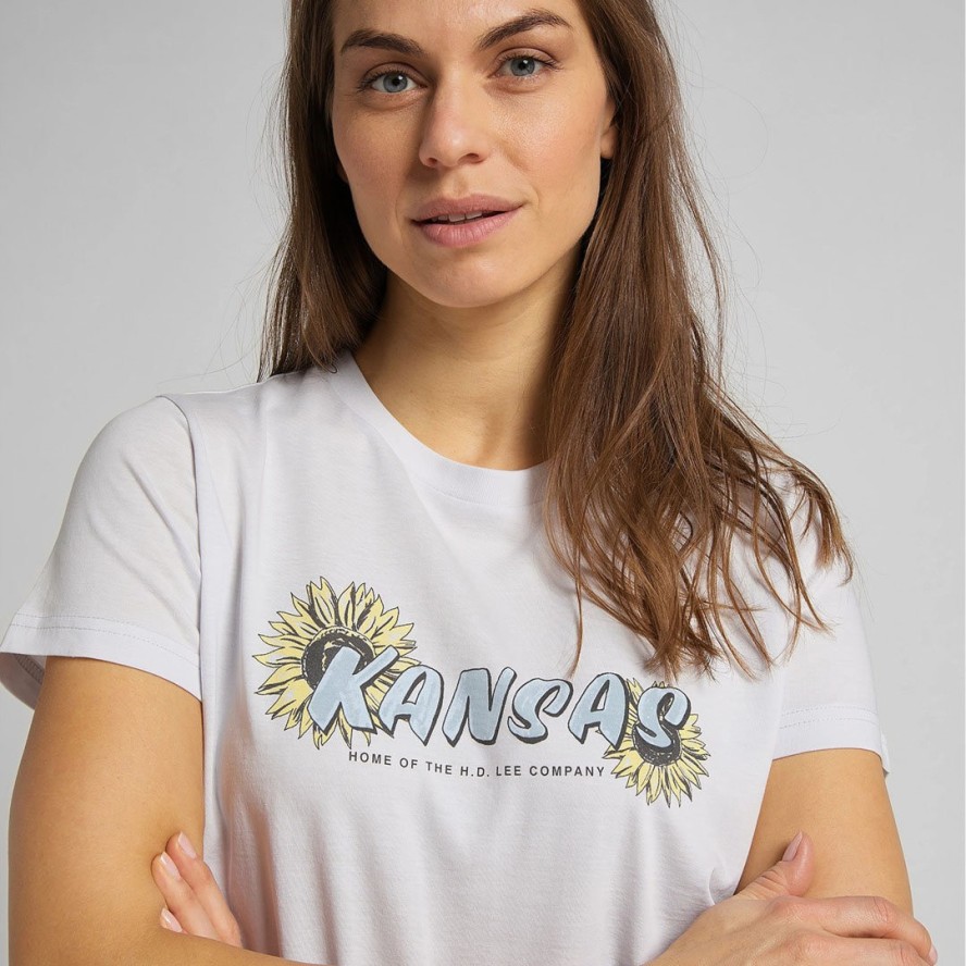 DAMSKI T-SHIRT LEE KANSAS GRAPHIC TEE LILAC HUNT L44HEPQC 112109879