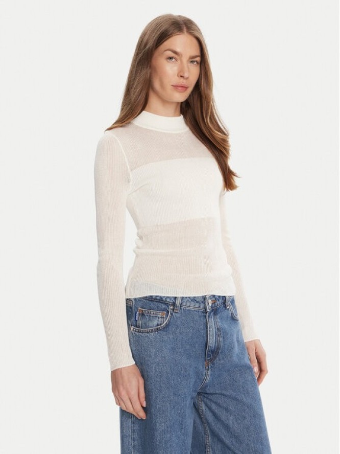 HUGO Sweter Slumy_B 50543045 Écru Slim Fit