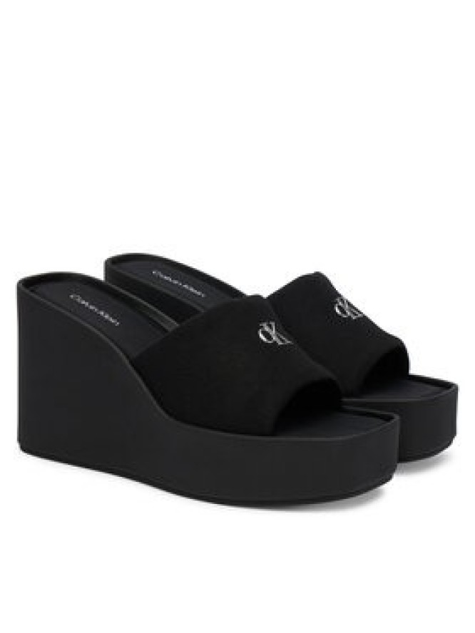 Calvin Klein Klapki Wedge 70 Sndl Canv Mg HW0HW03134 Czarny
