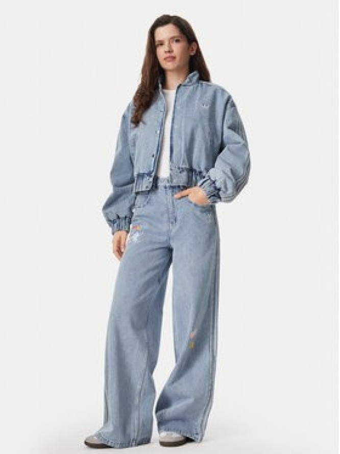 adidas Jeansy Care Bear High Rise KQ6748 Niebieski jasny Wide Leg