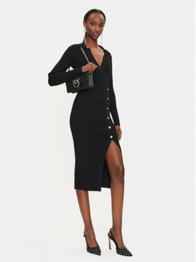 PINKO Sukienka dzianinowa Viscosa Mix 104033 A239 Czarny Slim Fit