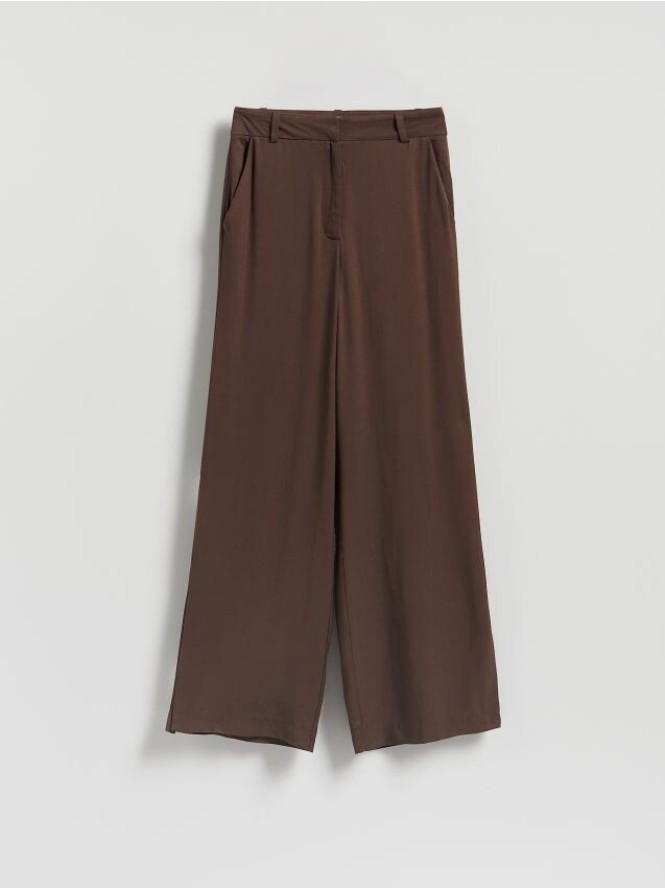 Luźne spodnie z wiskozą - brązowy
