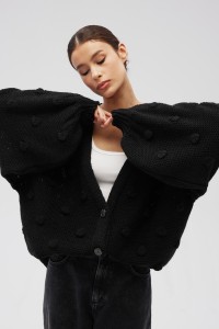 Kardigan zapinany na guziki w kolorze BLACK - BUBLE-UNI