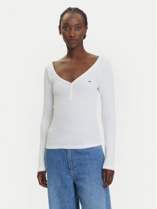 Tommy Jeans Bluzka Henley DW0DW20903 Biały Slim Fit