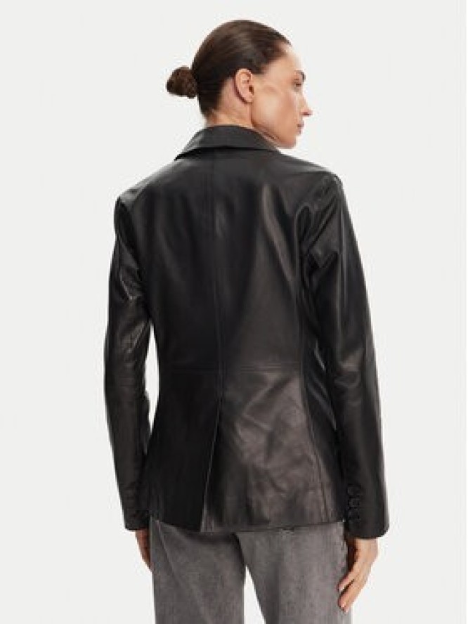 Serge Pariente Kurtka skórzana Caprice Czarny Slim Fit