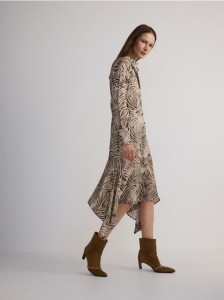 Koszulowa sukienka midi z wiskozy - wielobarwny