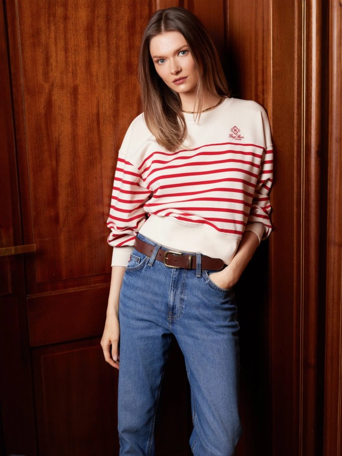 Bluza damska bawełniana w paski kremowa Rosa 103