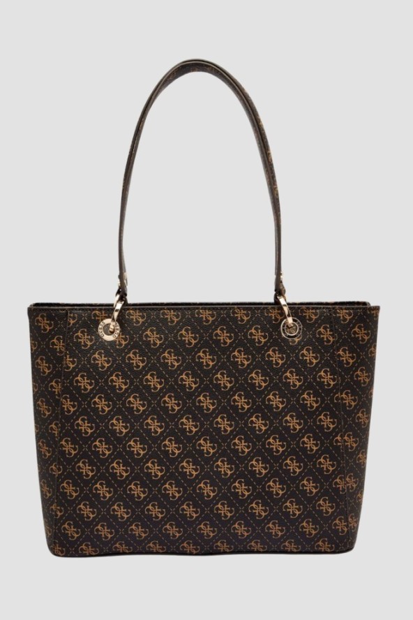 GUESS Brązowa damska shopperka logowana Noelle Tote