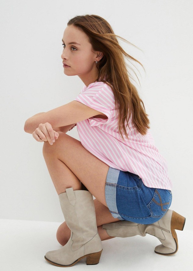 Bluzka z krótkim rękawem z lejącej wiskozy