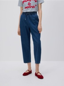 Jeansy paperbag - niebieski