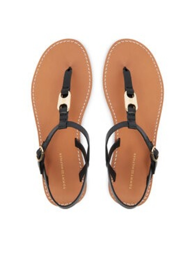 Tommy Hilfiger Sandały Leather Thong Sandal FW0FW09127 Czarny