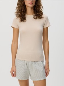 Bawełniany t-shirt 2 pack - beżowy