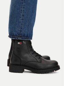 Tommy Jeans Trapery Tjw Cleated Lace Up Boots EN0EN03104 Czarny