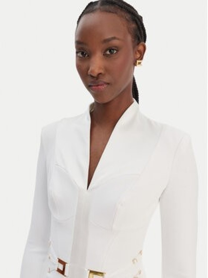 Elisabetta Franchi Sukienka koktajlowa AB-869-61E2-V520 Biały Regular Fit