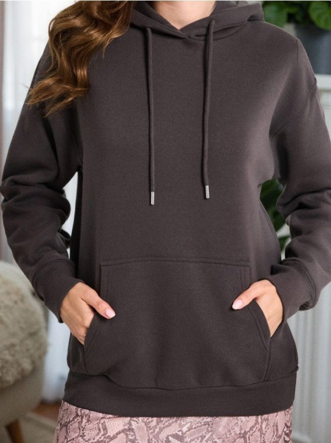 Gładka bluza z kapturem basic - szary