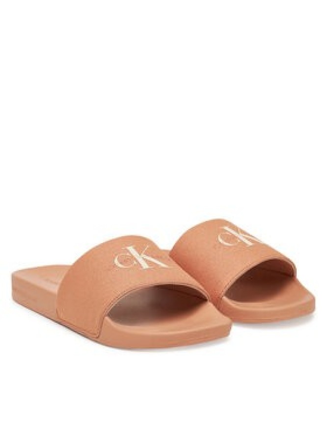 Calvin Klein Jeans Klapki Slide Monogram Wn YW0YW01835 Koralowy