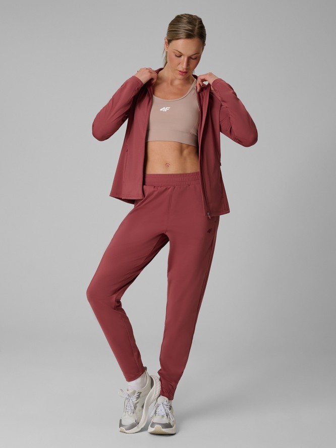 4F Bluza treningowa regular z kapturem damska - brązowa M