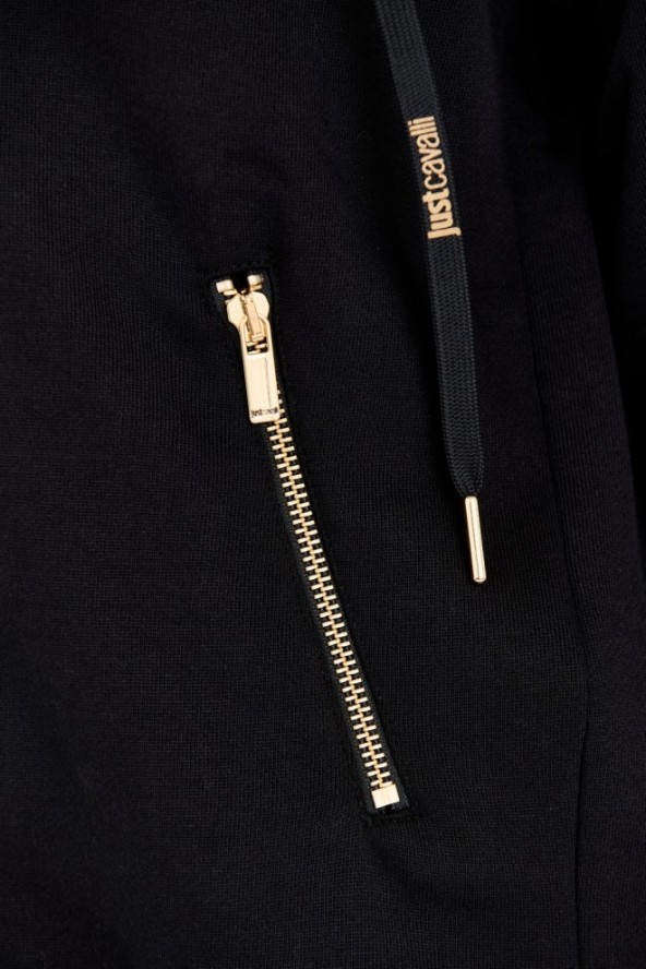 JUST CAVALLI Czarna damska bluza T-round Gold, Rozmiar S