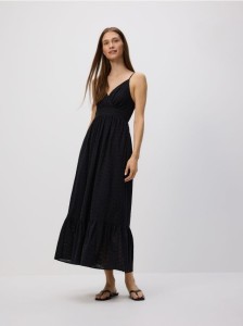 Ażurowa sukienka maxi - czarny