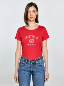 Koszulka damska z nadrukiem czerwona Serra 603