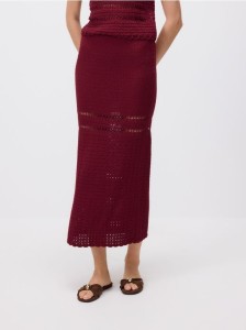 Dzianinowa spódnica maxi - bordowy