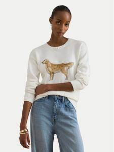 LAUREN RALPH LAUREN Sweter 200P10148001 Biały Relaxed Fit