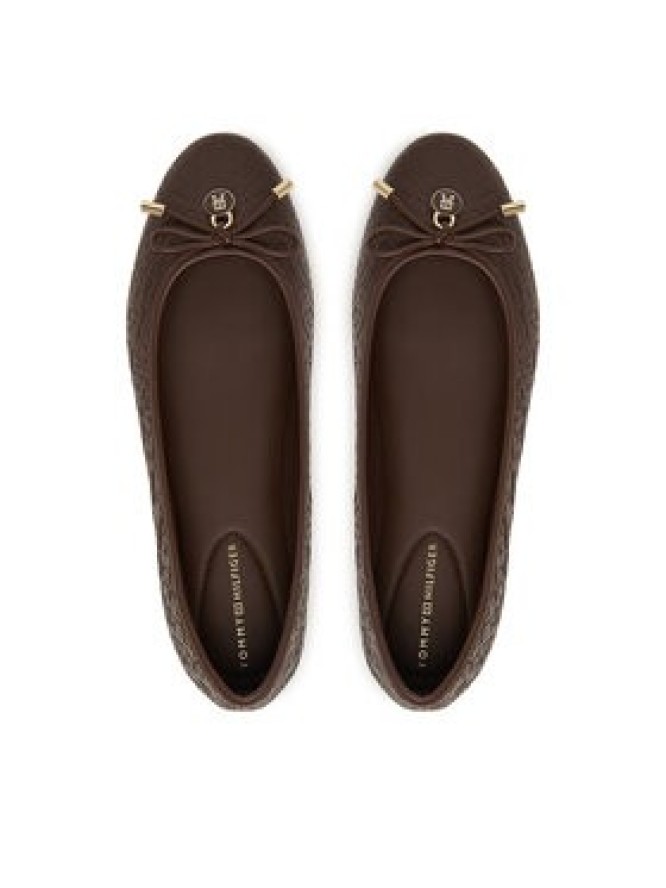 Tommy Hilfiger Baleriny Th Charm Monogram Ballerina FW0FW09683 Brązowy