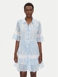 Iconique Sukienka koszulowa IC25-039 Niebieski Relaxed Fit