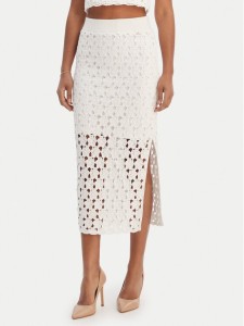 Fracomina Spódnica midi FR26SG4008K488R6 Écru Slim Fit
