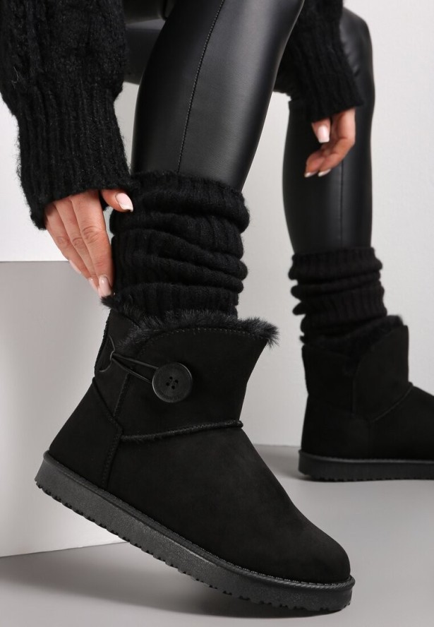 Czarne Śniegowce na Grubej Podeszwie Cidi