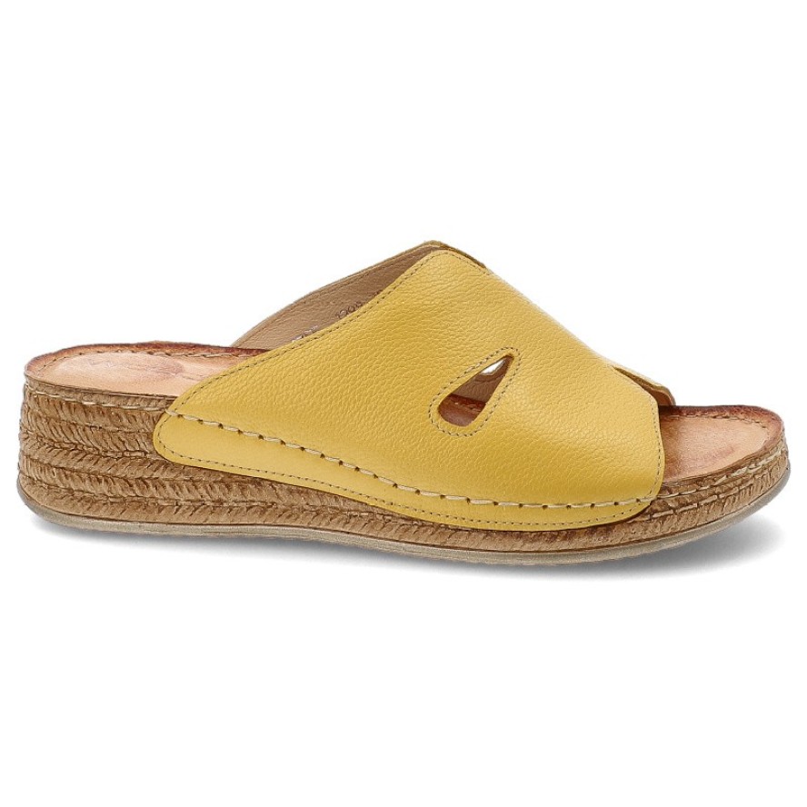 Żółte Klapki Wasak Stylowe Obuwie Damskie