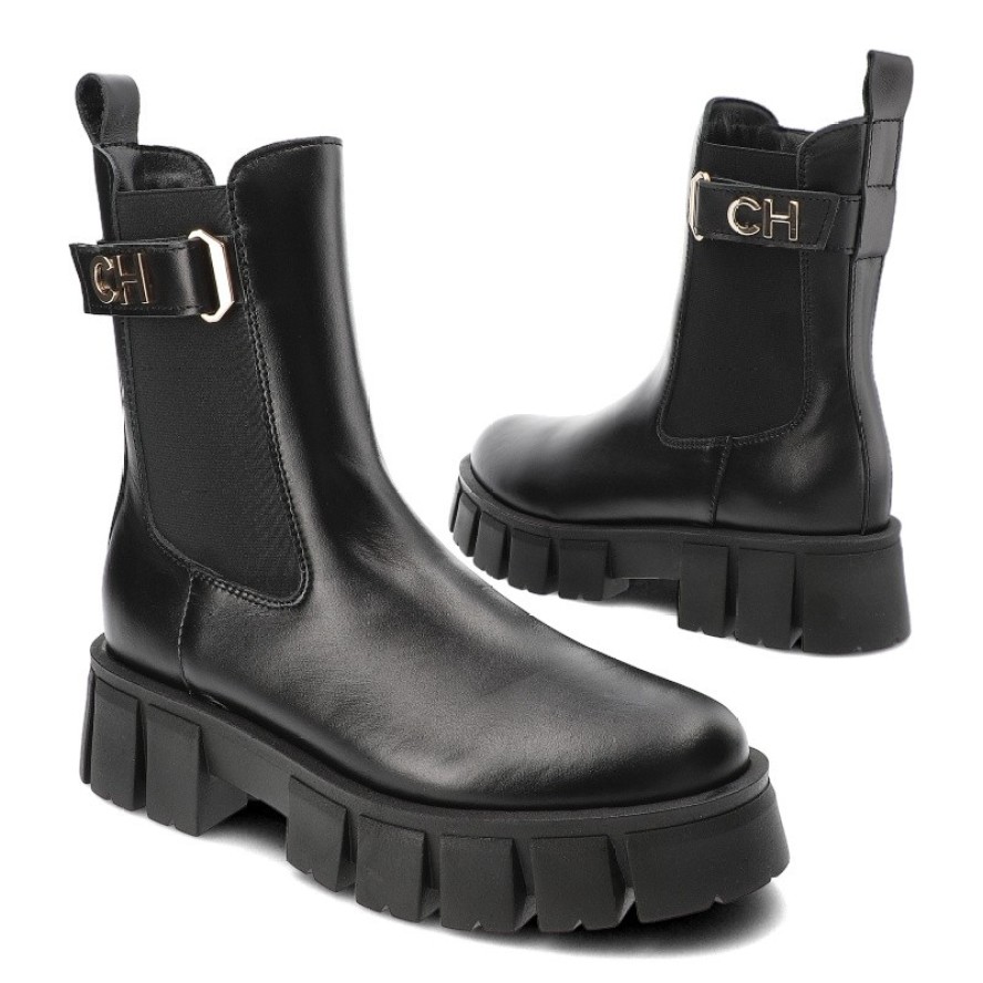 Czarne Botki Chebello Stylowe Obuwie Damskie
