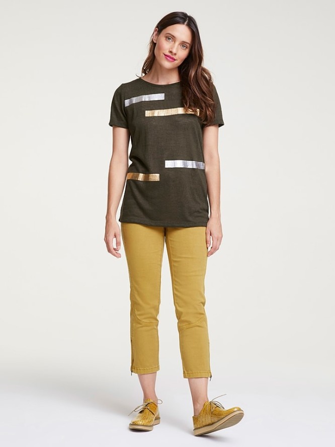 Heine Rybaczki dżinsowe w kolorze musztardowym rozmiar: W22