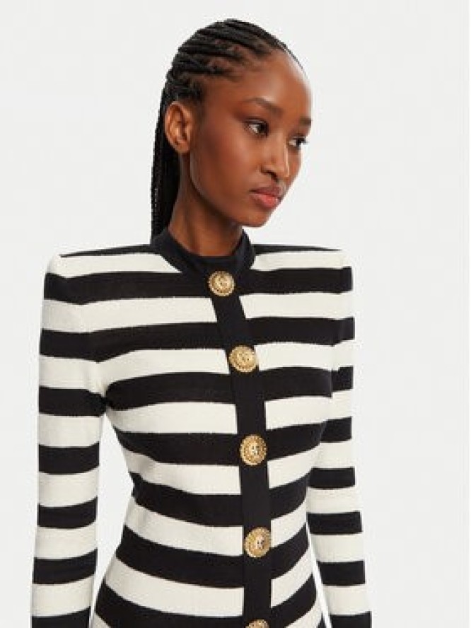 Balmain Sukienka dzianinowa DF1R9193JI70 Czarny Regular Fit