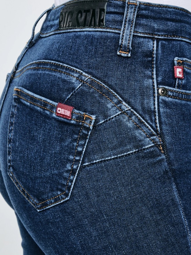 Jeansy damskie push up z wysokim stanem granatowe Melinda High Waist 517