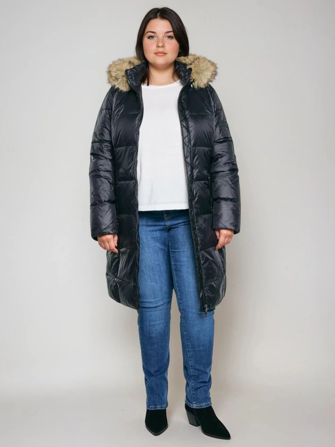 Płaszcz damski puchowy z naturalnym wypełnieniem czarny Melissa 906