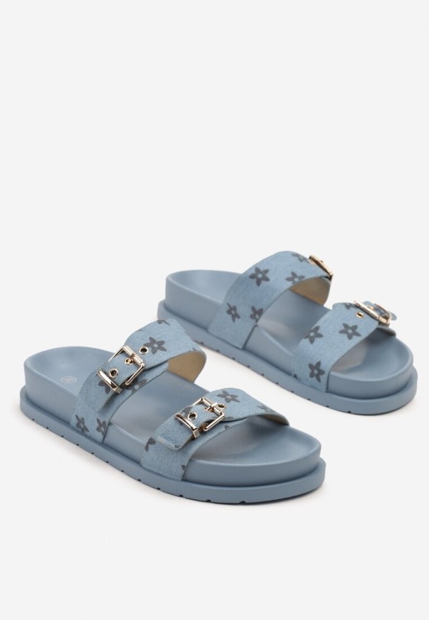 Niebieskie Klapki z Geometrycznym Wzorem Finarovia