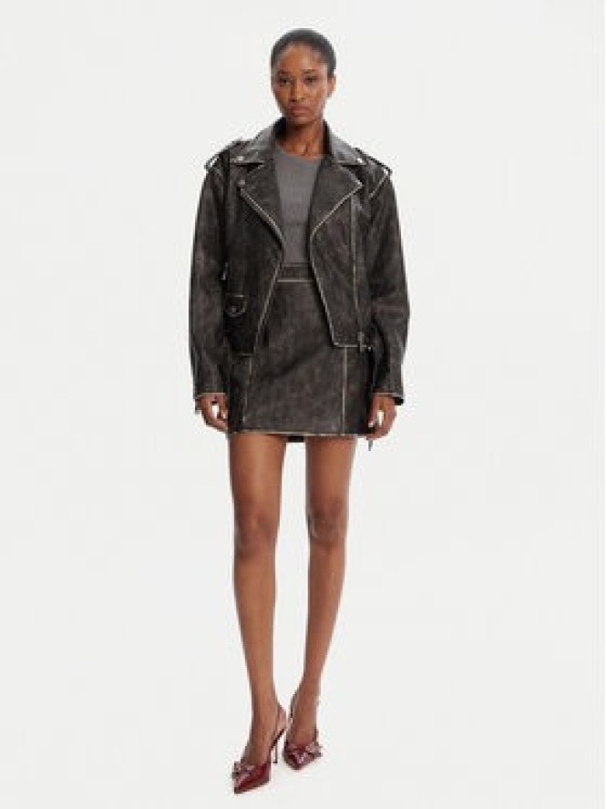 Guess Kurtka z imitacji skóry W5YL04 WHDI0 Szary Regular Fit