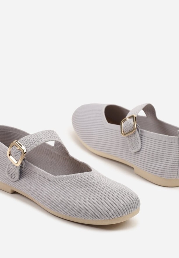 Szare Balerinki z Ozdobnym Paskiem Tellenna