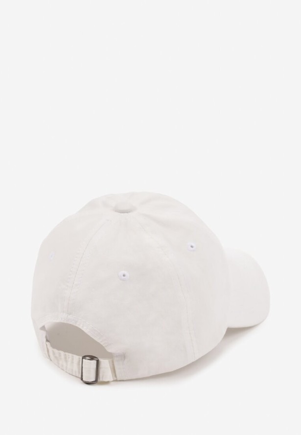 Biała Czapka z Daszkiem z Bawełny Ozdobiona Napisem Voreema