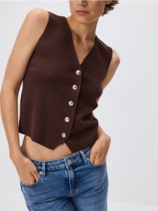 Kamizelka z dekoracyjnymi guzikami - brązowy