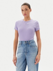 Tommy Jeans T-Shirt Essential DW0DW17383 Fioletowy Slim Fit