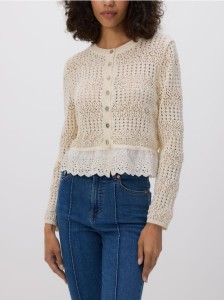 Ażurowy kardigan - kremowy