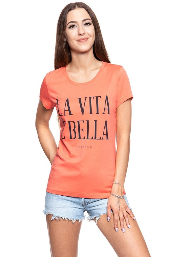 MUSTANG T SHIRT DAMSKI Alexia C Print Persimmon 1009053 8139