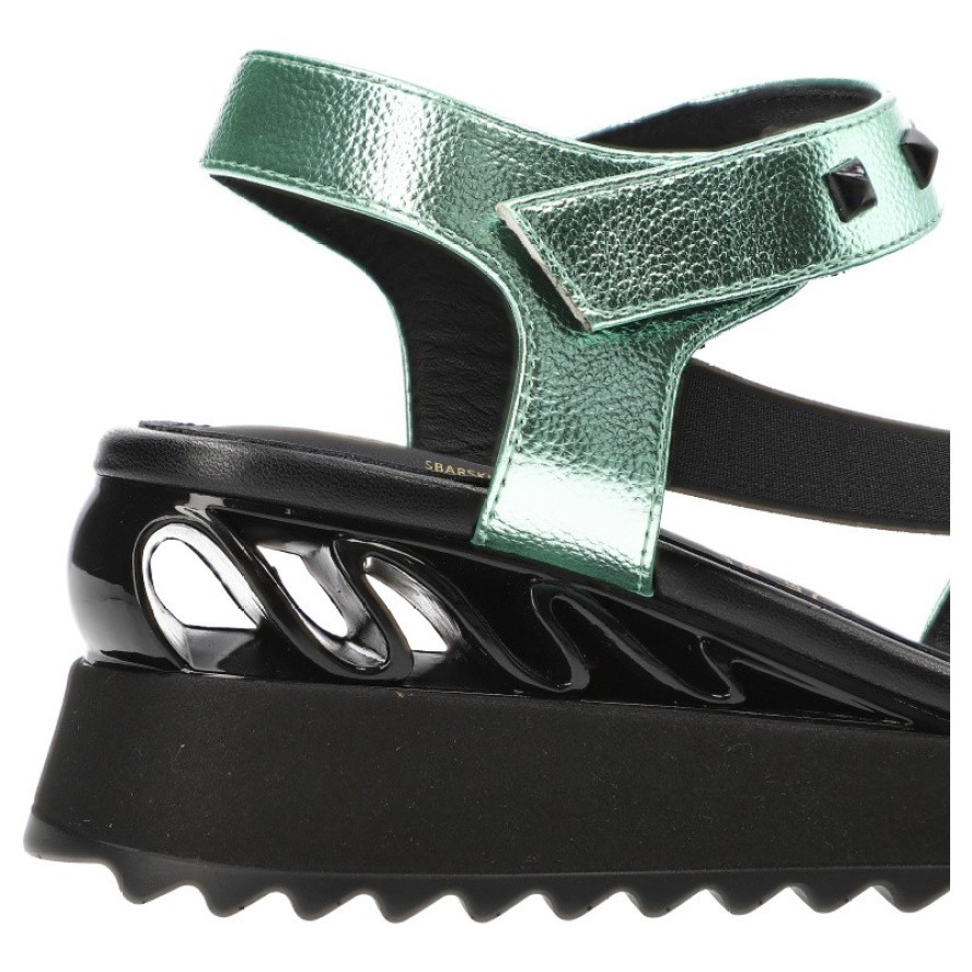 Zielone Sandały S.Barski Modne Obuwie Damskie Na Koturnie