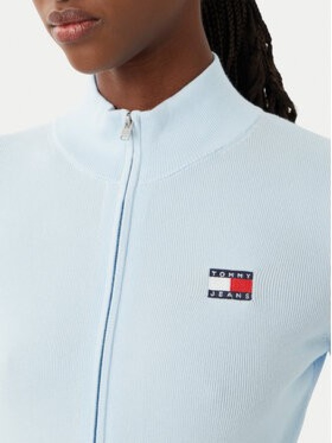 Tommy Jeans Kardigan DW0DW20967 Niebieski jasny Slim Fit