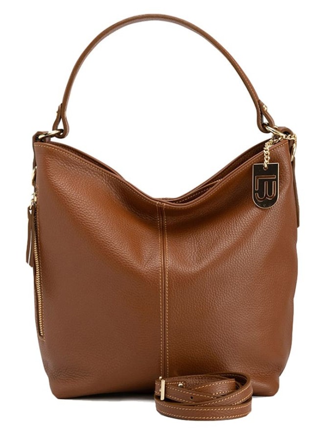 Lucca Baldi Skórzana torebka "Carrara" w kolorze jasnobrązowym - 36 x 28 x 12 cm rozmiar: onesize