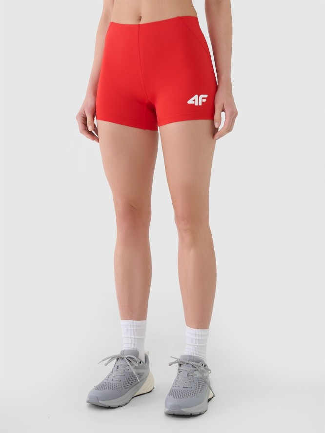4F Legginsy krótkie treningowe damskie - czerwone M