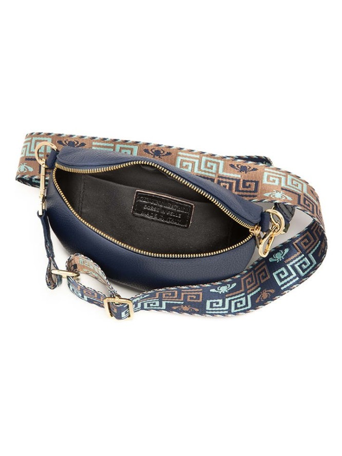 Lia Biassoni Skórzana torebka "Irpino" w kolorze niebieskim - 23 x 12 x 2 cm rozmiar: onesize